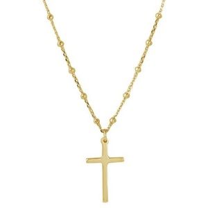 Jewelry - Sterling Silver Cross and Bead Delicate Necklace Jewelry - Sterling Silver Cross and Bead Delicate Necklace